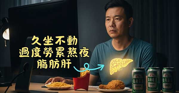長期久坐過度疲勞熬夜，容易出現脂肪肝
