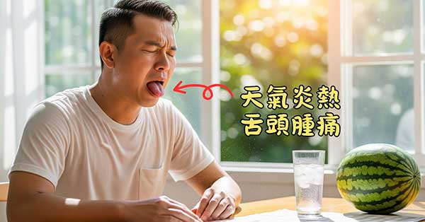 天氣炎熱的時候，舌頭容易出現腫痛的現象