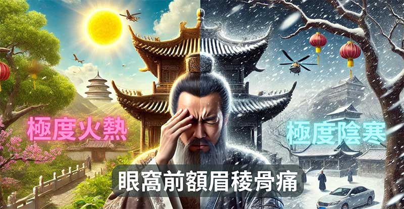 體內極度火熱，或是極度陰寒的人，會出現眼窩前額眉稜骨痛