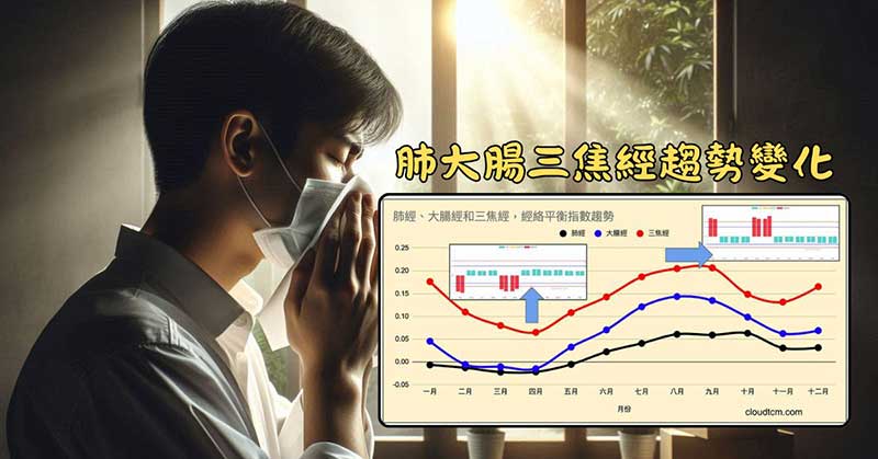 肺經、大腸經與三焦經的能量變化，牽動著鼻炎的發作現象