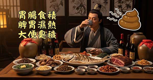 胃腸食積脾胃濕熱時，大便通常很臭