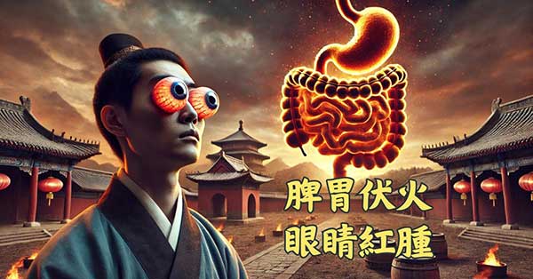 古人認為脾胃伏火時，會出現眼睛紅腫