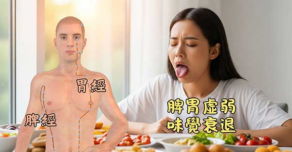 脾胃虛弱的人，容易出現味覺衰退