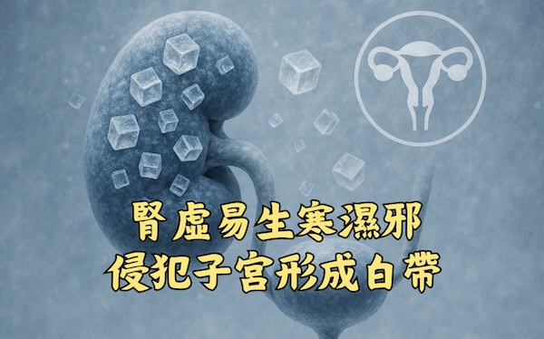 腎陽虛衰，易生寒濕邪氣導致白帶出現