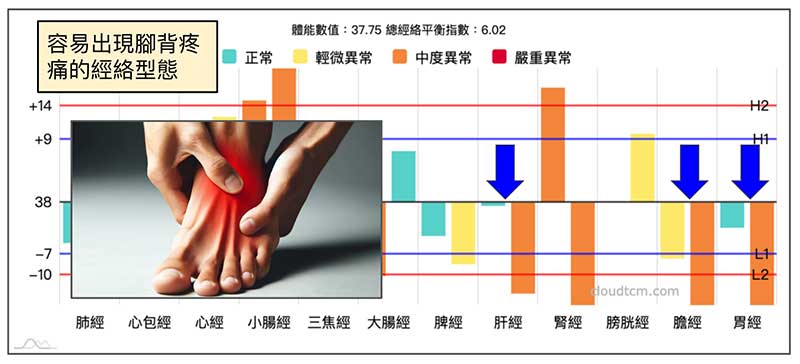 容易在寒冷季節出現腳背痛的經絡型態