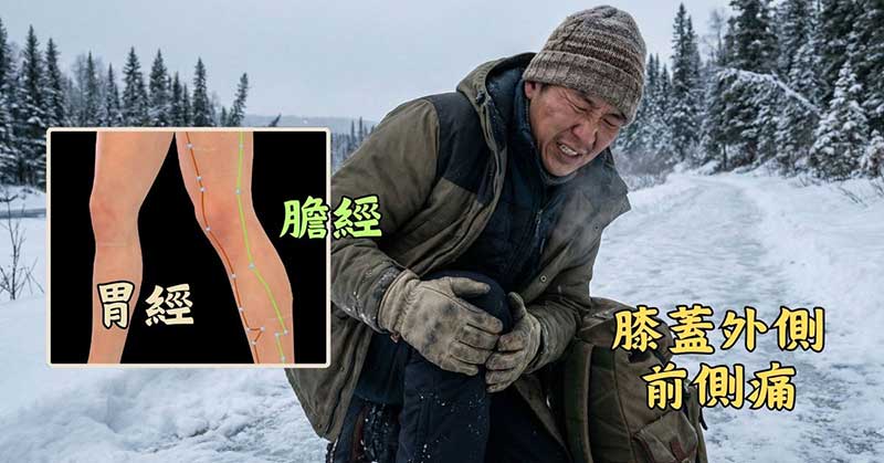 膝蓋外側或前側痛，主要是膽經與胃經異常所造成的