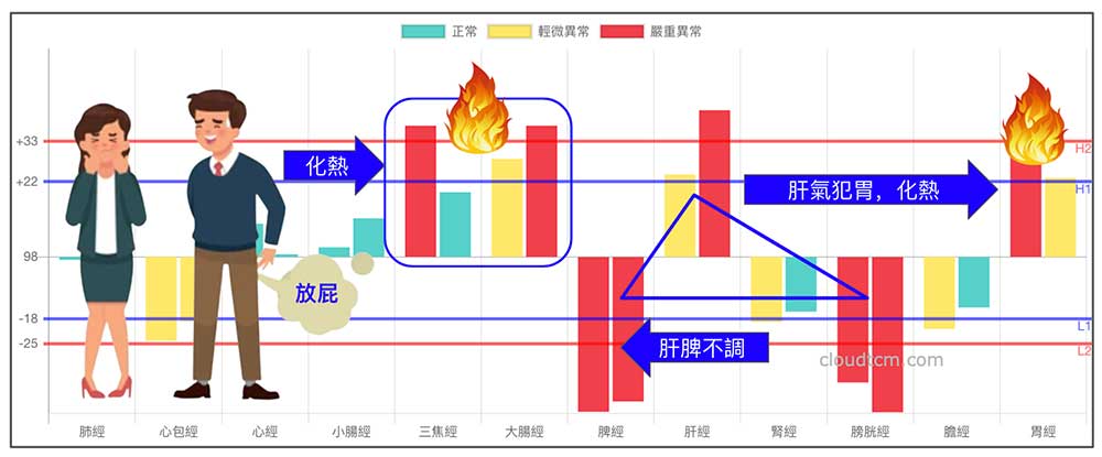鐵三角經絡型態變化型，很容易放臭屁