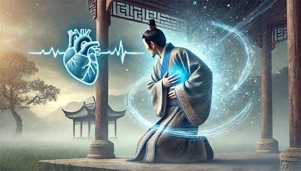 上焦陽氣虛弱，陰寒上逆導致胸部經絡氣血不通暢