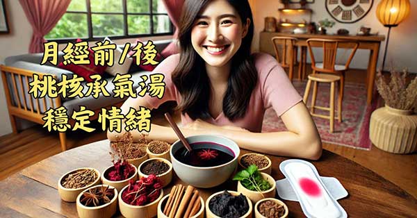 女性月經情緒不穩的人，月經前後可以運用桃核承氣湯