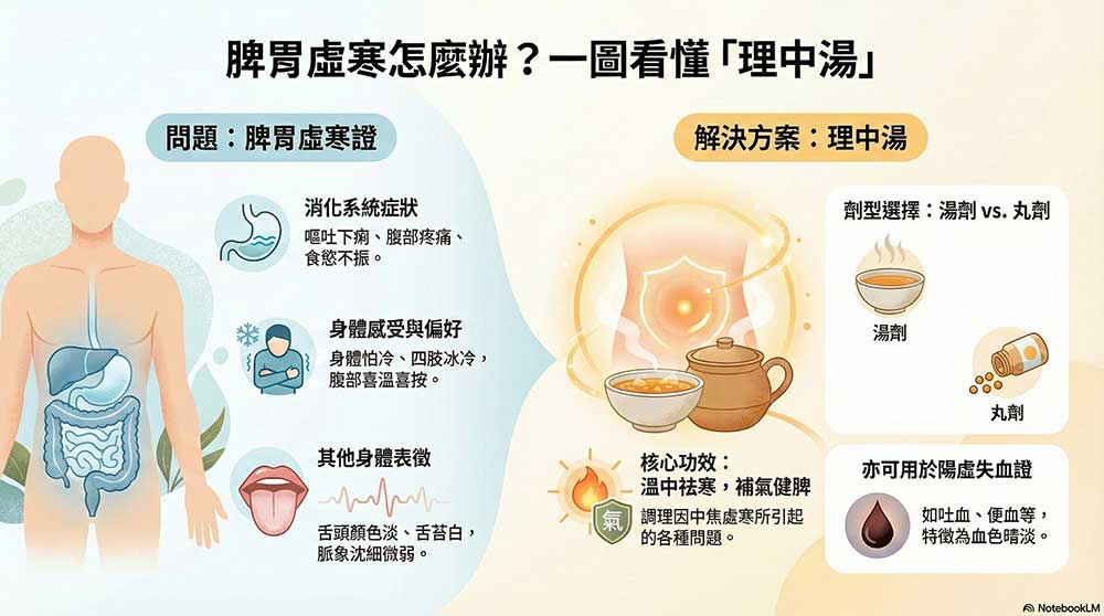 理中湯專門用來應付脾胃虛寒證