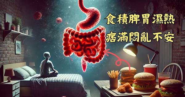 一個人體內食積濕熱，會造成痞滿悶亂不安