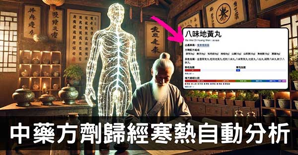 自動分析中藥方劑歸經、寒熱，學方劑變得超簡單！