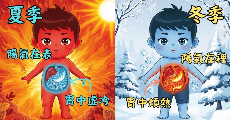 傷寒論提到，夏天與冬天陽氣的部位不同