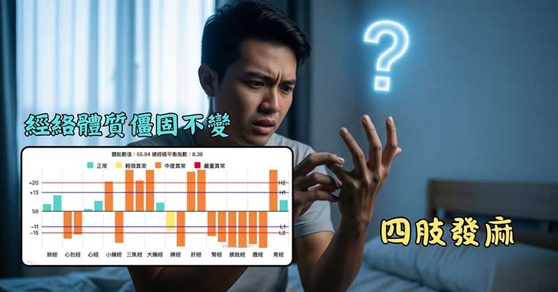 經絡體質長期不變，容易手腳發麻
