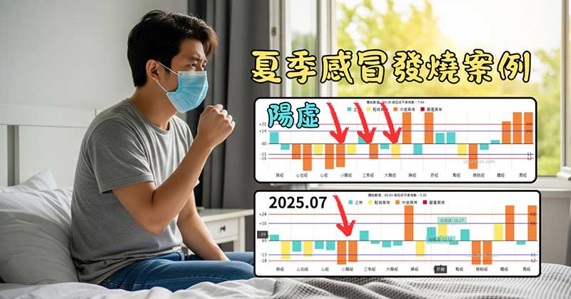 夏季鐵三角火熱鐵質，感冒發燒時依然有經絡陽虛現象