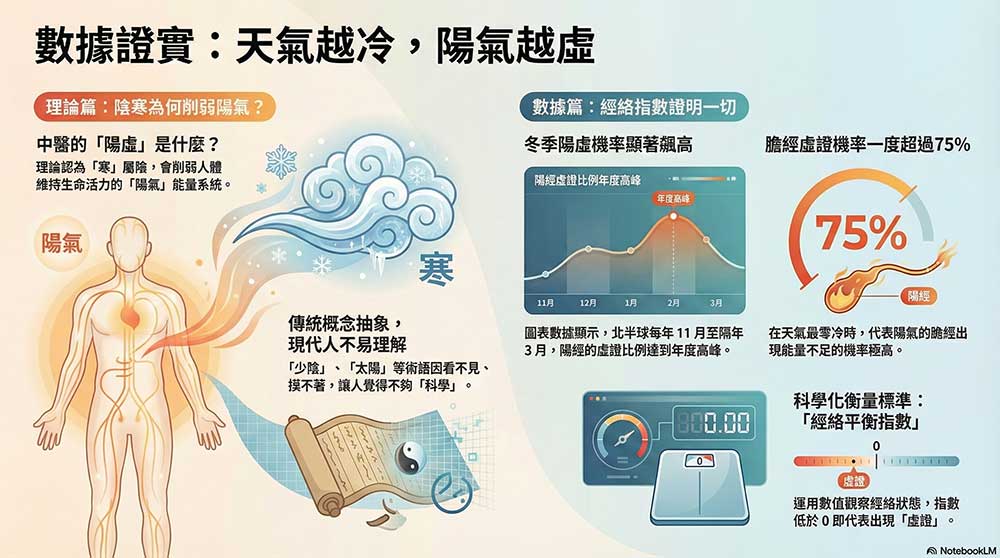 陰冷天氣會削減體內陽經能量