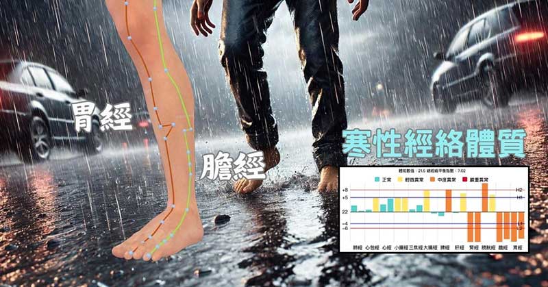 體內寒濕的人，小腿的膽經胃經都會感覺到寒冷