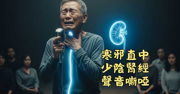 寒邪直中少陰腎經，聲音嘶啞咽喉疼痛