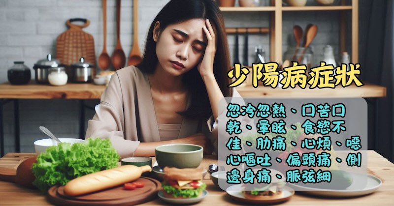 少陽病症狀主要是口苦、口渴且頭暈