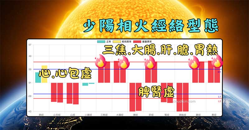 少陽相火的經絡模型，體內呈現明顯火熱狀態