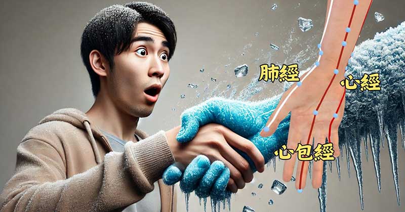 當握手時，實際影響的經絡是手三陰經