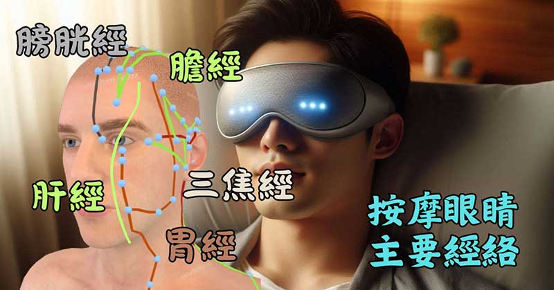 按摩眼睛附近，主要影響的經絡