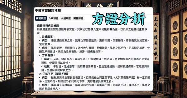 雲端中醫中藥方劑資料庫，自動分析方證