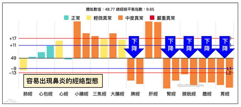 容易出現鼻炎的綜合經絡型態