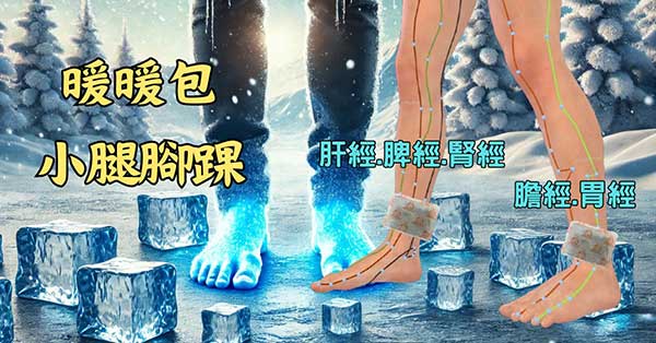 暖暖包置放小腿腳踝附近，功效非常大