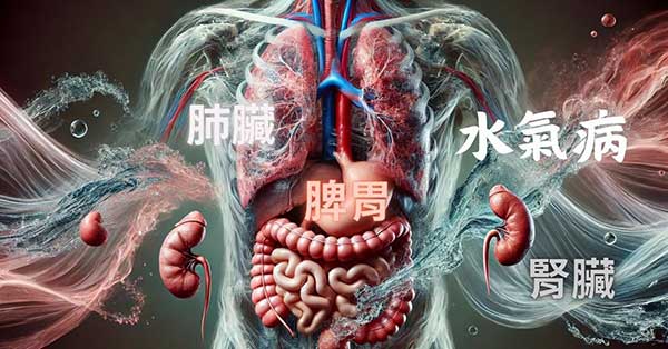 中醫認為水氣病，與脾臟、腎臟與肺臟有關