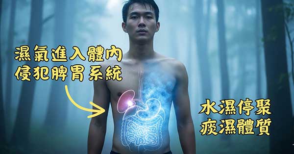 外濕入侵體內之後，逐漸形成痰濕體質