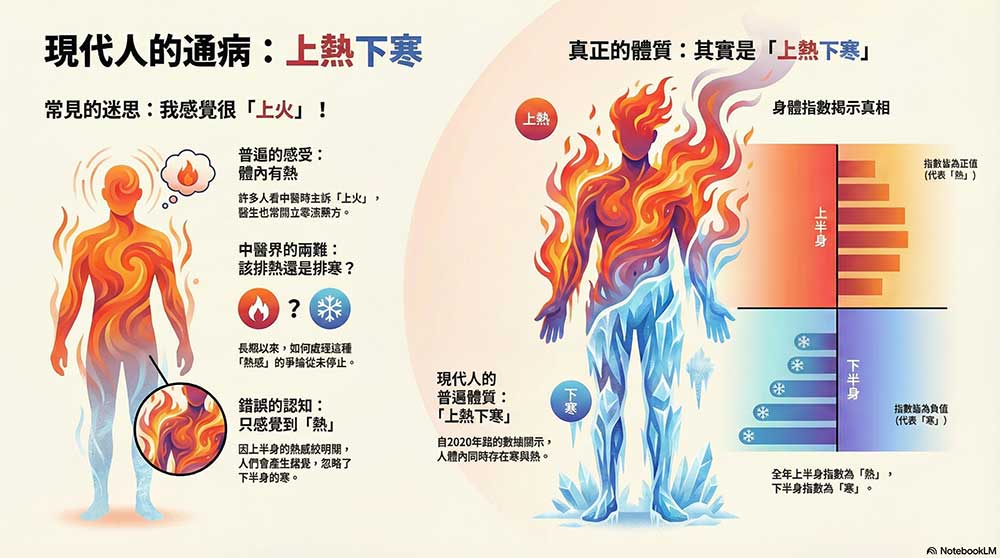 多數人的體質狀態是上熱下寒