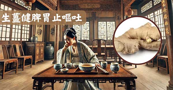 生薑健脾胃，止嘔吐