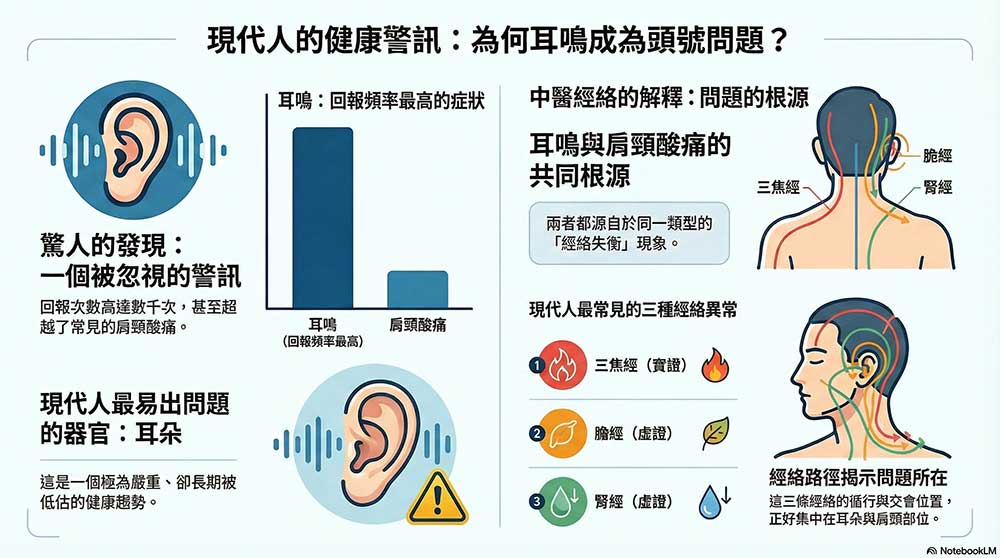 從雲端中醫會員的回饋得知，耳鳴出現機率極高