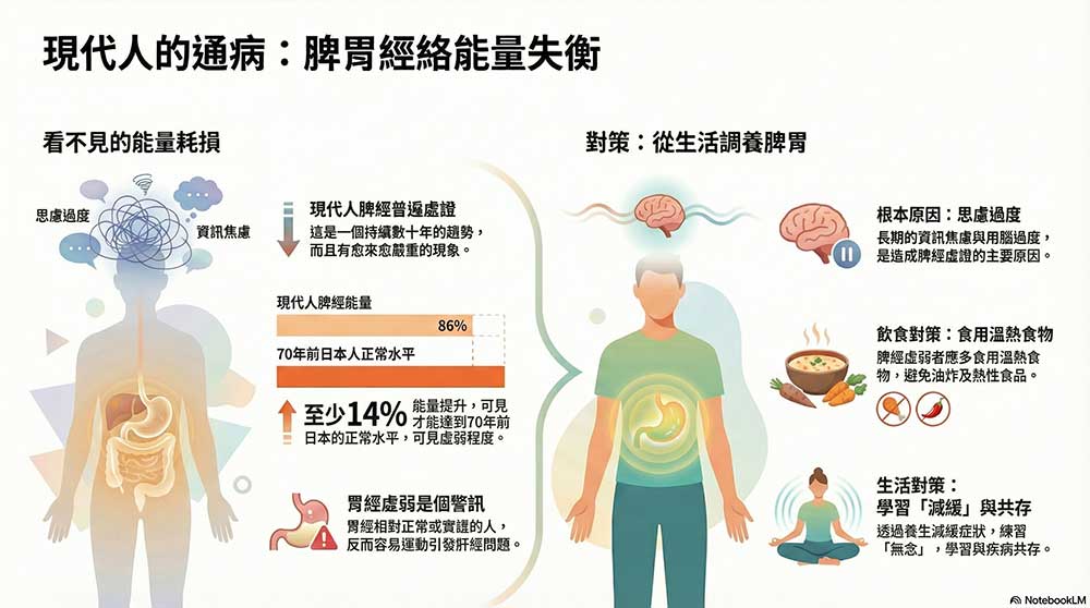 現代人普遍脾經虛弱，需要提升脾胃能量