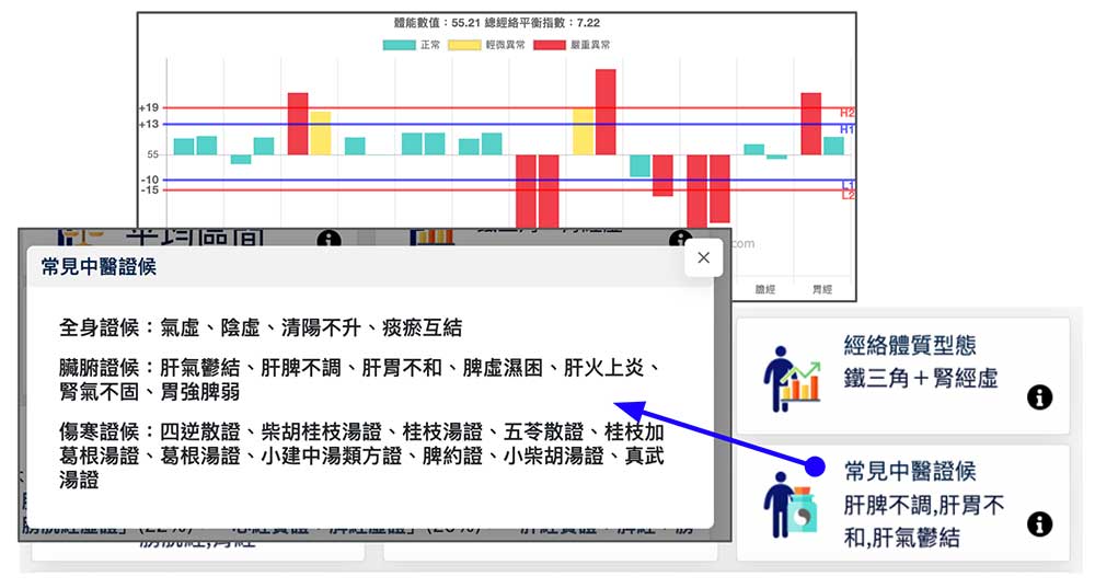 個人版自動分析出常見的相關中醫證候