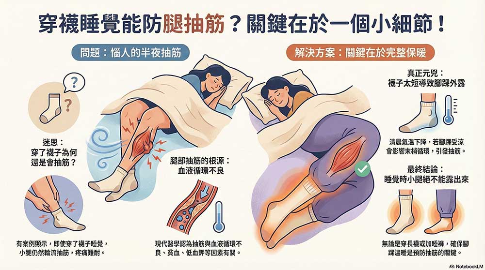 睡覺穿襪子可以預防腳抽筋