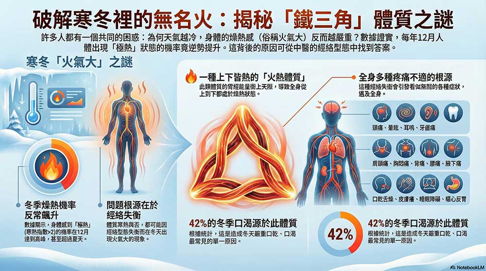 鐵三角火熱極致所造成的冬季火氣機率最高