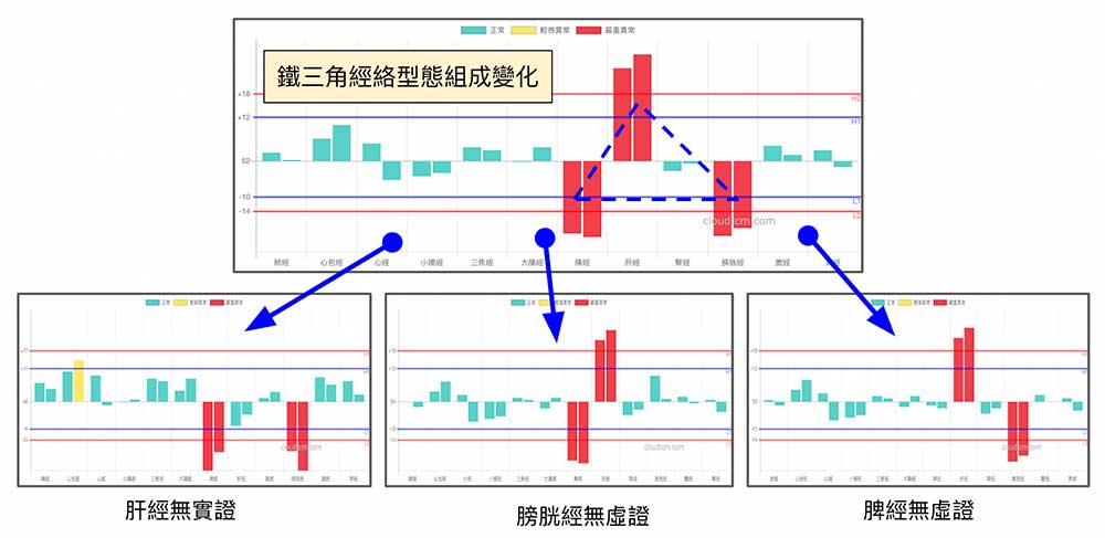 鐵三角經絡型態的組成，有時候會少一個角