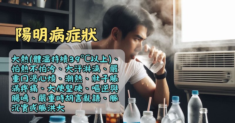 陽明病症狀呈現大熱、大汗、大煩渴