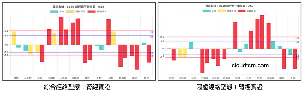 陽虛及綜合經絡型態，也會出現腎經實證