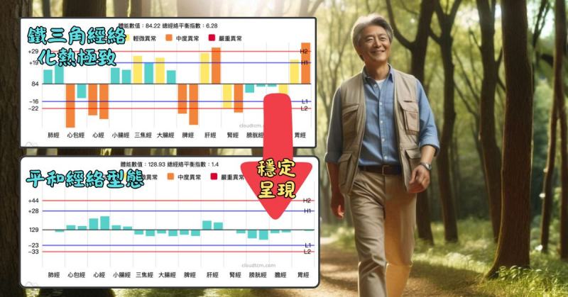 雲端中醫養生達人，成功穩定出現平和經絡型態