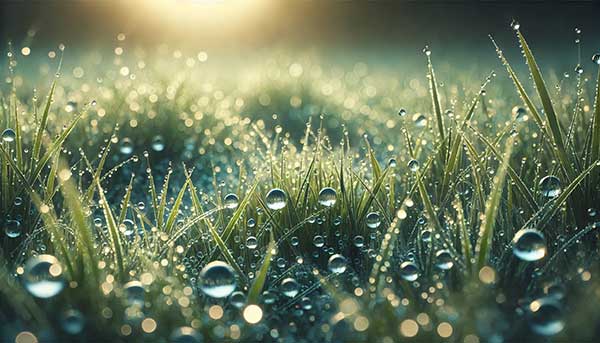 清晨的露水凝結成一顆顆白淨晶瑩的小水滴