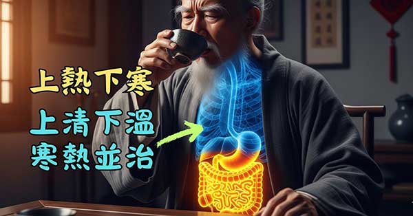 古人運用上清下溫，寒熱並治的方法改善上熱下寒