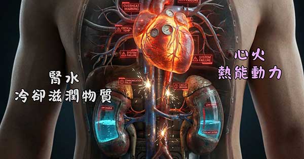 心火像是鍋爐，腎水像是冷卻系統