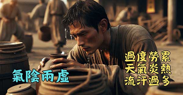 在炎熱天氣下過度流汗，容易出現氣陰兩虛證