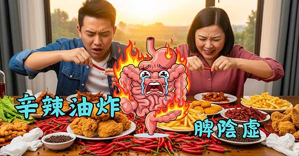 長期愛吃辛辣油炸食物，有機會出現脾陰虛證